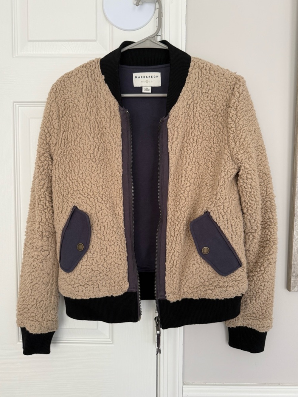 Marrakech Beige Sherpa Bomber Jacket